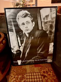 Framed Poster Of James Dean 16x20 Inches In Excellent Condition
