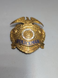 Vintage California Police Hat Badge Entemann Los Angeles