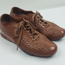 Cole Haan Womens 8.5 AA Brown Leather Weave Oxfords Casual Flats Shoes 
