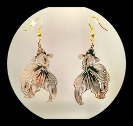Homemade Gold Fish Earrings