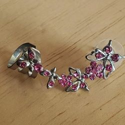 Butterfly Post Earring With Climbing Cuff.