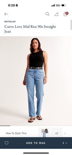 Size 14 Abercrombie curve Love Mid Rise 90’s Straight Jeans