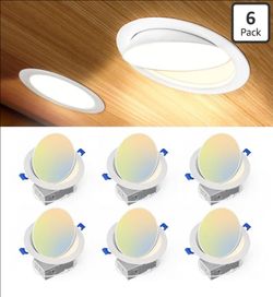 (Brand New in Box) 
Ensenior 6 Pack 6 inch Gimbal Led Recessed Light, 5CCT 2700K-5000K, 360°+90° Rotatable, Dimmable, Aluminum, CRI90+, 1300LM 12W 120