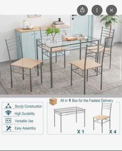 Costway 5 Piece Dining Set Table and 4 Chairs