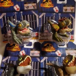 4 Minature Jurassic World Wild Pop Ups 2" Tall Dinosaurs Figurines Toys