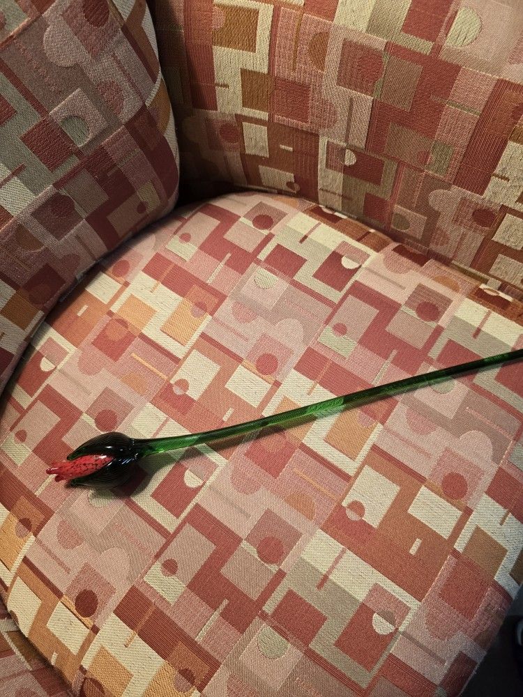 Hand Blown Glass Long Stemmed Rose Bud (THREE AVAILABLE)