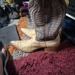 Mens Size 10 Genuine Ostrich Skin Boots