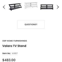 Black , Three Shelf, Glass TV Stand