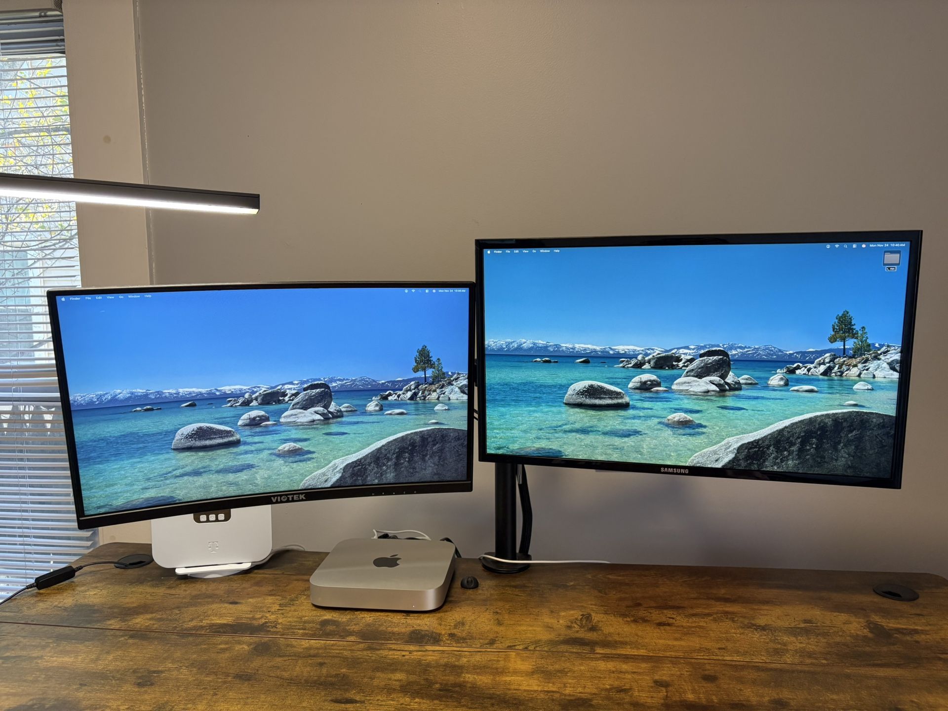 Dual Monitor Bundle — 27″ Curved + 24″ Samsung + Adjustable Dual Arm