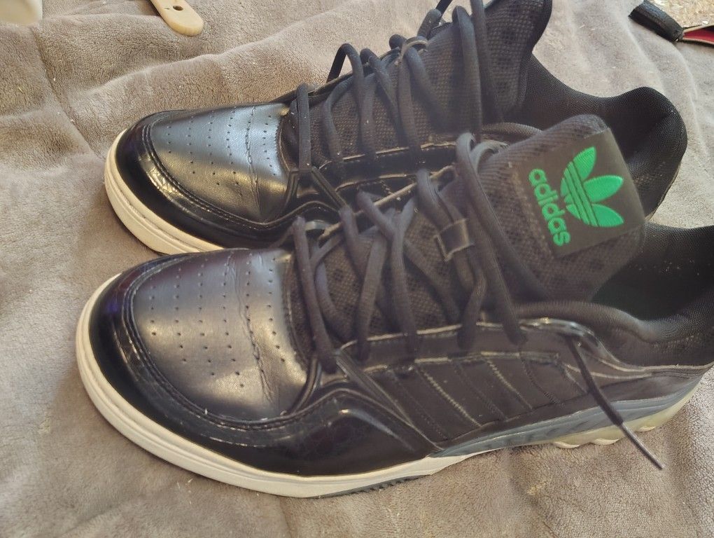 Size 12.5 Adidas Mega Soft Cell Black With Green Trim
