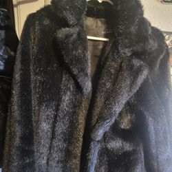 Black Faux Fur Coat