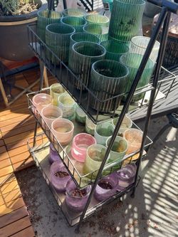 $40 for 41 Ribbed & Embossed Decorative Glass Candle Vessels – $40 for all