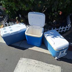 3 Ice Coolers. (Hieleras Grandes Igloo ) 