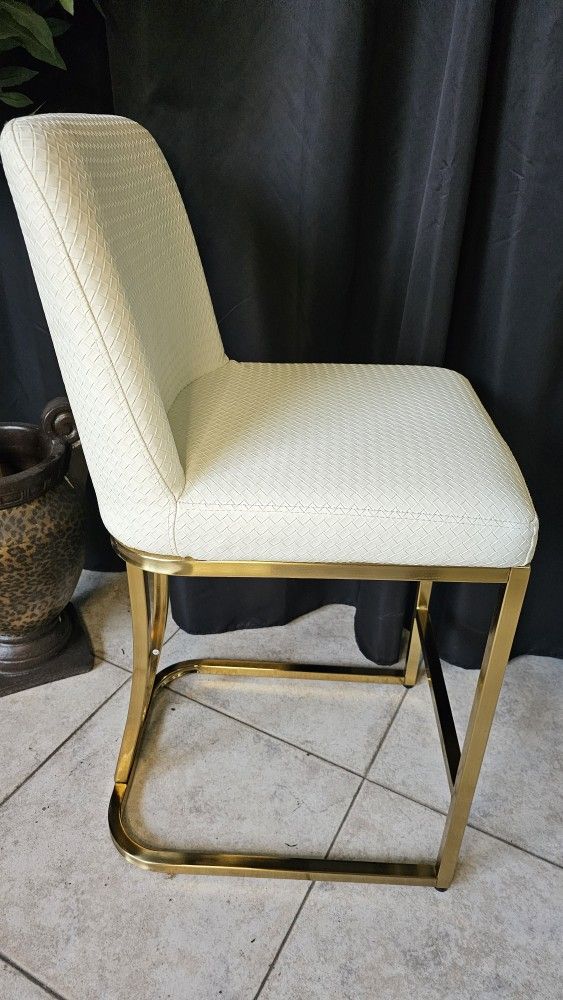 Sophia & William Creamy White & Gold Bar Stool(Single)