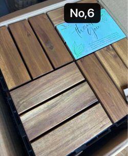 27pcs Acacia 12x12 Interlocking Wood Deck Tiles , Waterproof Indoor & Outdoor Flooring - 12 Slats, Round Joints