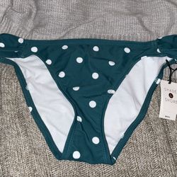 New Shade & Shore Green Polka Dot  Hipster Style Bikini Bottom Size S