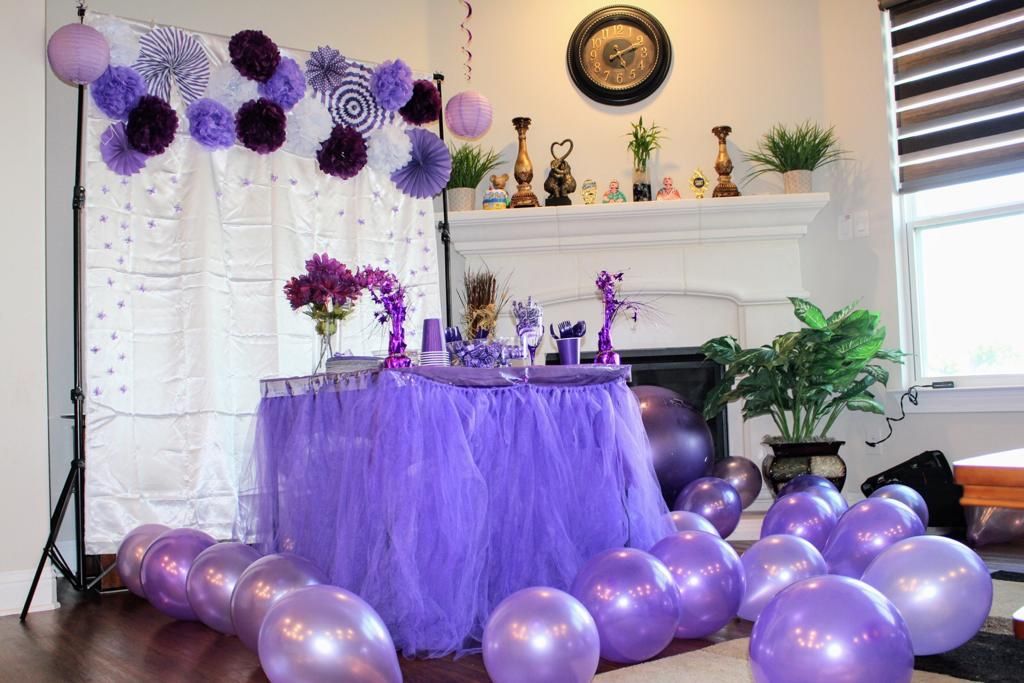 Purple party decorations