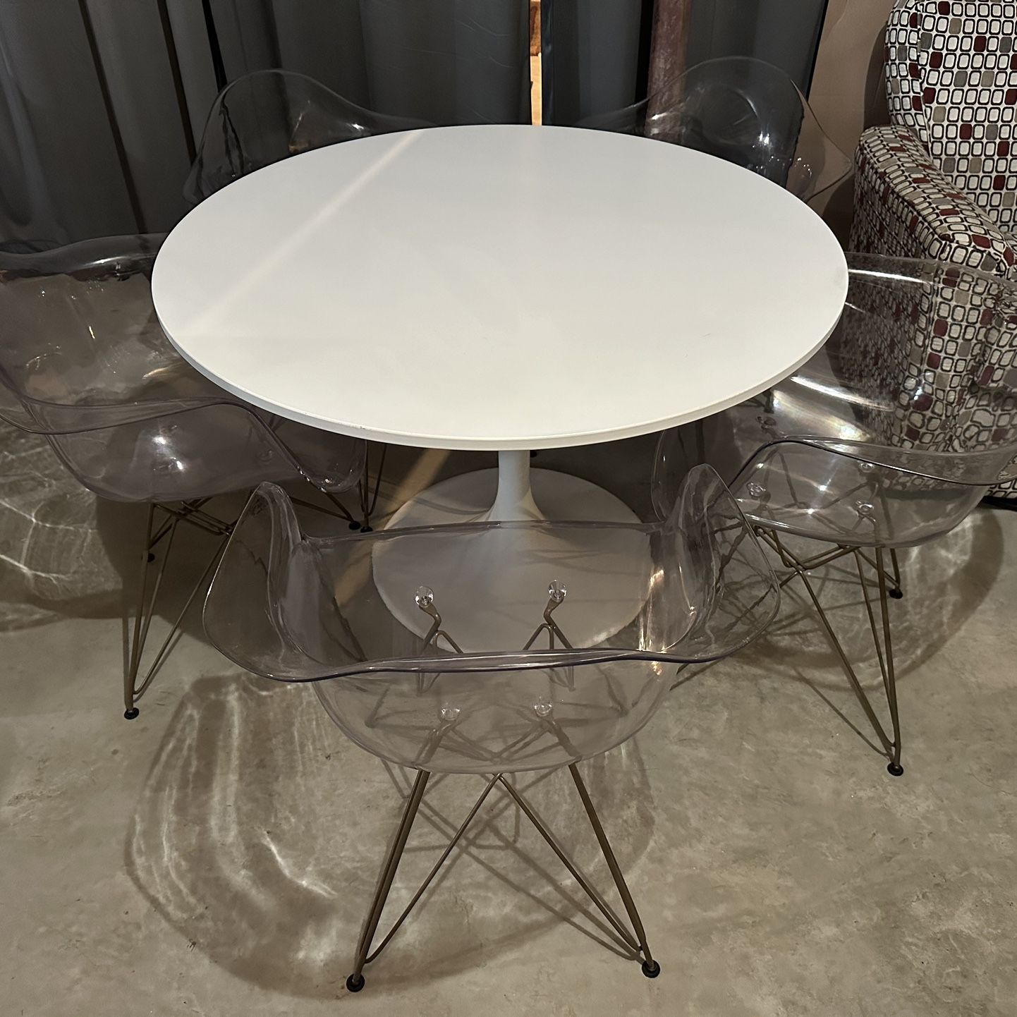 Modern Acrylic Dining Set Chairs And Round Table