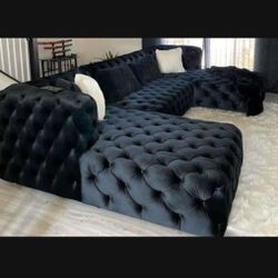 Black Sofa Sectional New 140x70 Tufted Black Couch