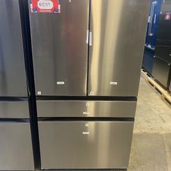 Samsung BESPOKE  RF70F23DER 36 Inch Counter-Depth Smart 4-Door French Door Refrigerator with 23 cu. ft. Total Capacity, Beverage Center™, FlexZone™ Dr