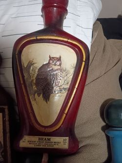 Jim Beam 10 Year Bourbon Owl Decanter Bottle