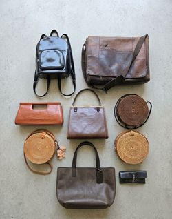 Reseller Lot: 8 Vintage & Genuine Leather / Woven Handbags & Bags (Tannery Manila, Greta Garbo)