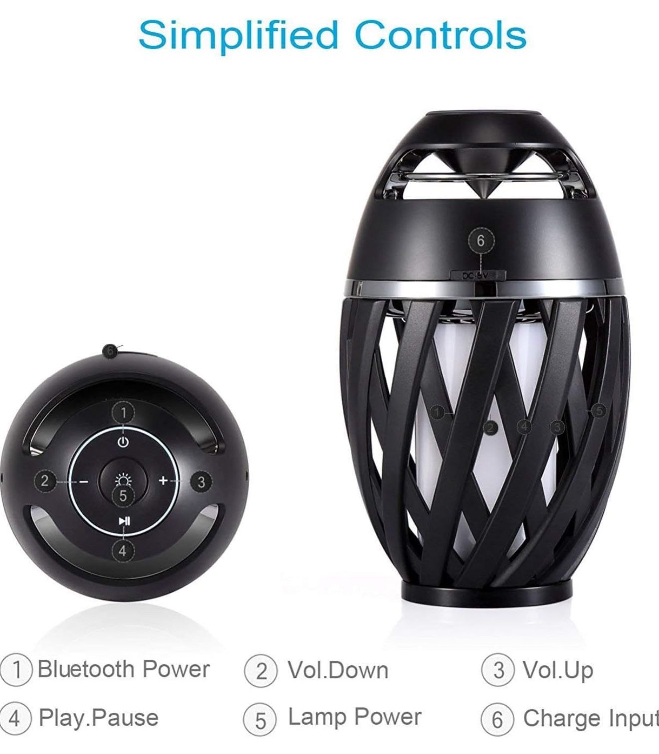 Led flame table lamp, Torch atmosphere Bluetooth speakers&Outdoor Portable Stereo Speaker with HD Audio and Enhanced Bass,LED flickers warm yellow lig