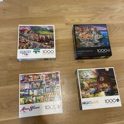Bundle of 4 Buffalo Games 1000 Piece Puzzles