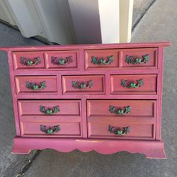 PINK JEWELRY BOX - Dresser Vintage Antique 