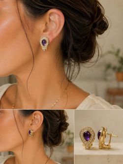 Artisan amethyst diamond earrings