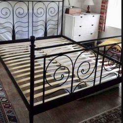 IKEA Black Queen Metal Bed 
