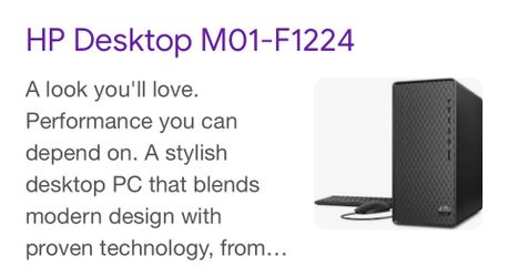 Hp desktop M01-F1224