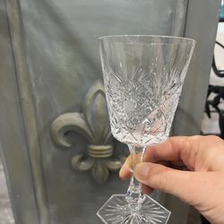 8 Clear Antique Lead Crystal Glasses 