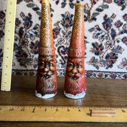 Vintage Gurley Santa Saint Nick Winter Gnome Face Taper Tall Hat Candle Wax