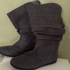 Woman’s Gray Suede Boots - Size 8 