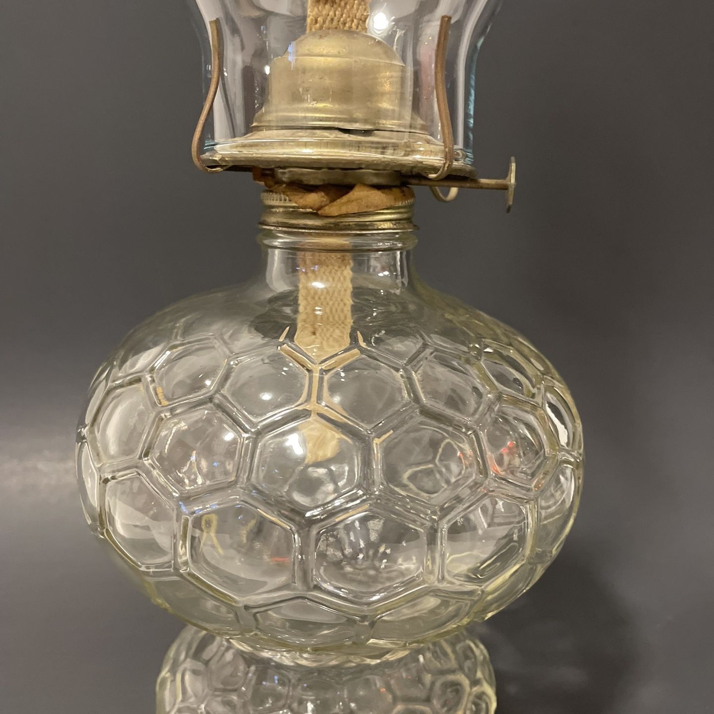 3 Antique Glass Kerosene Oil Lamps