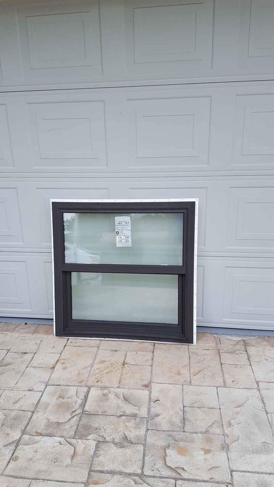 Brand New 36"W x 36"H PGT Single Hung Impact Obscure Window.