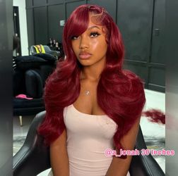 Long Burgundy Straight 13x6 Lace Front Wig