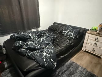 Queen bed and frame with led lights