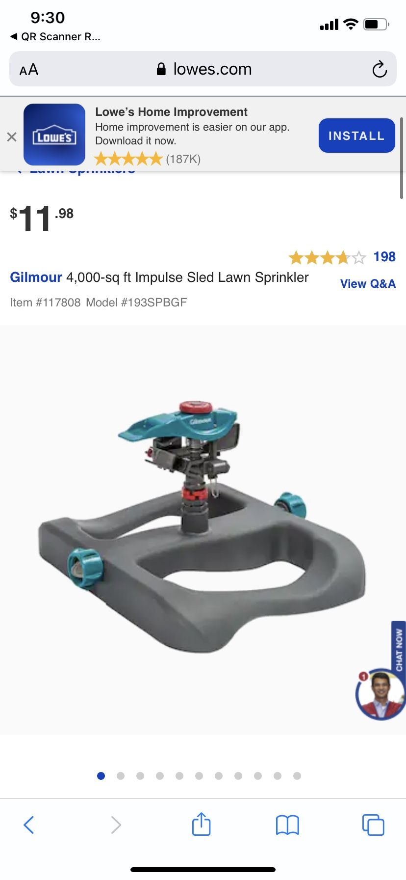 4,000-sq ft Impulse Sled Lawn Sprinkler