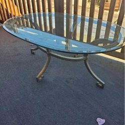 Designer, Marge Carson, Solid Brass And Beveled Glass Coffee Table