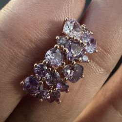 585 RG 14k Rose Gold Stamped Allure Ombré Amethyst Purple Gemstone Size 7 Ring