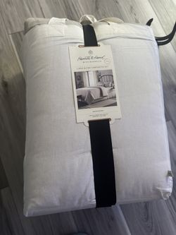 3 Pc King Linen Blend Comforter Set Jet Gray 
