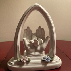 Praying Hands with Dove Tealight Candle Holder