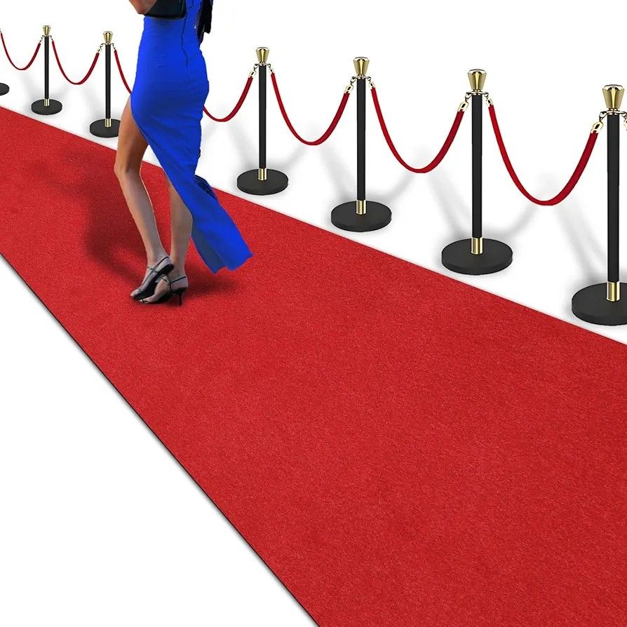 PBHEPJ 4ft x 20ft Extra Thick Red Carpet Runner for Party, Non-Slip TPR Rubber Backed red Rug, Wedding and Events Decorations, Reusable