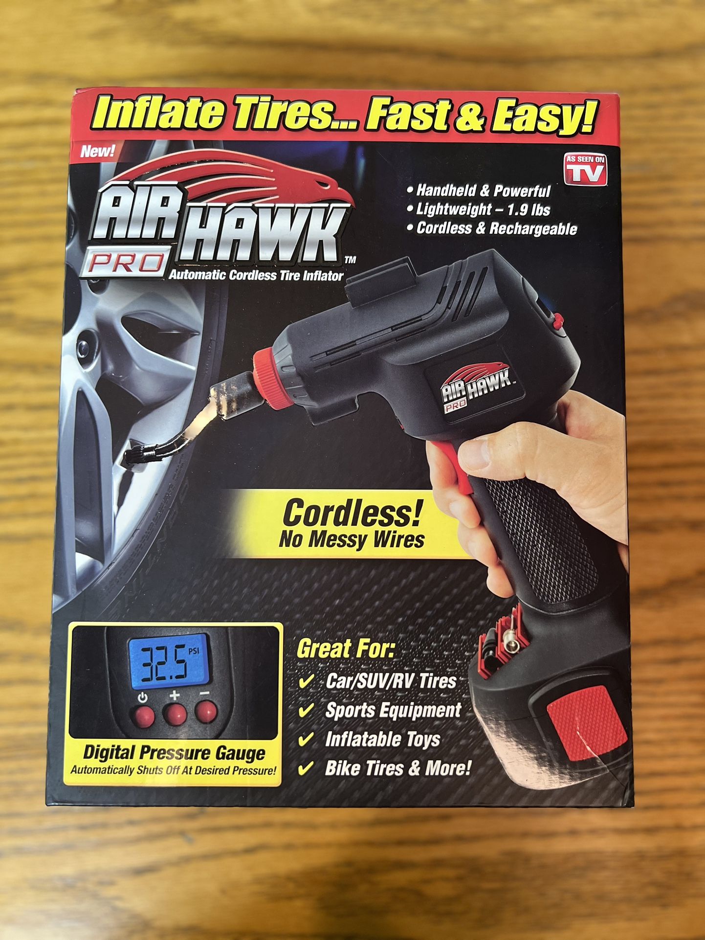 Unused Air Hawk pro automatic cordless tire inflator