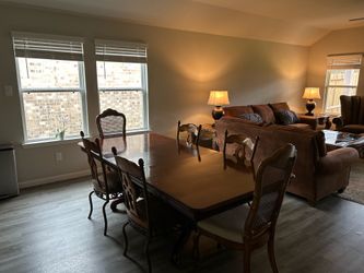 Wooden Dining Table Set with Carved Chairs