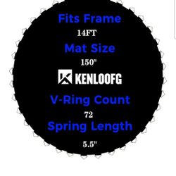 Trampoline Replacement Mat,72/96 V-Rings,Fits 14ft Trampoline Frame & 5.5"-7" Springs