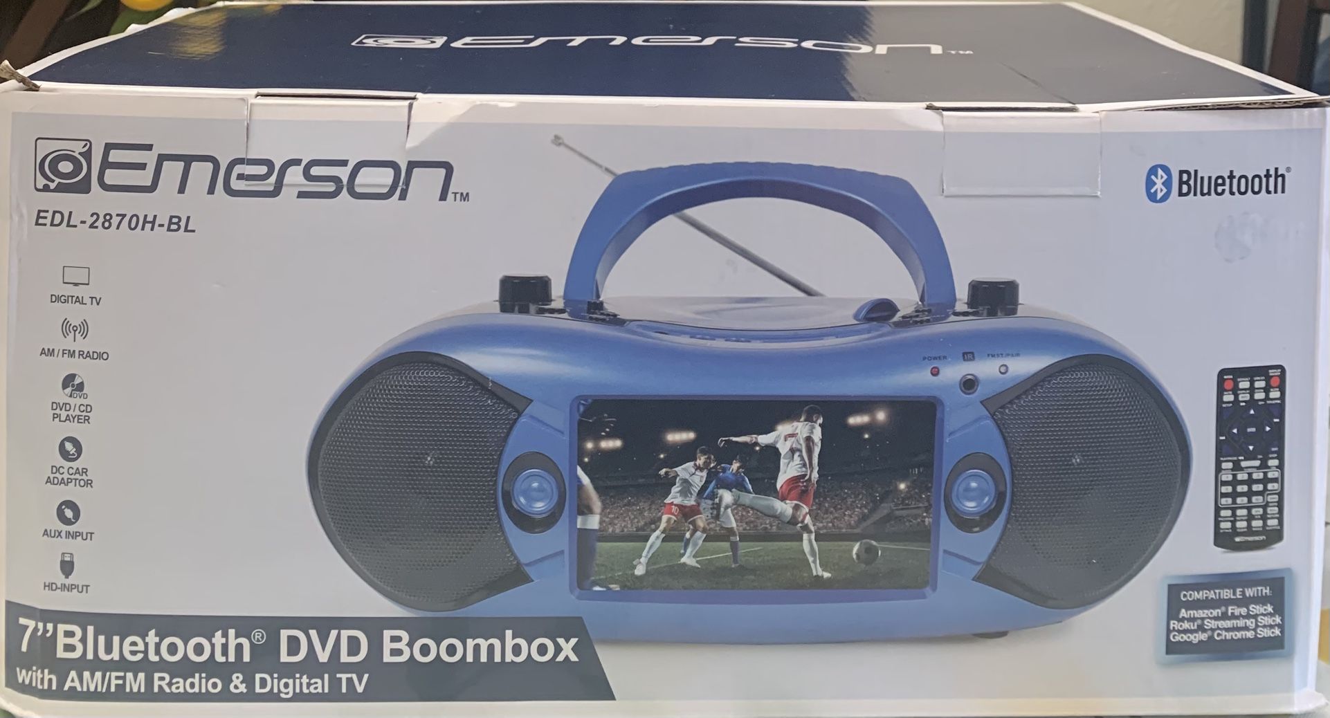 Boombox 7” DVD Bluetooth FM/AM & Radio Digital TV