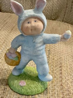 Easter Bunny Child Ceramic Figurine